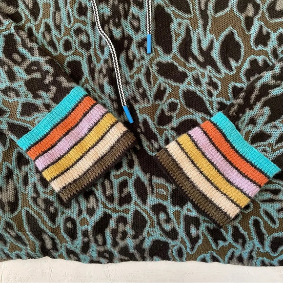 Lisa Todd Women's Blue Long Sleeve Animal-Print Hoodie Sweater Size L - Picture 8 of 10